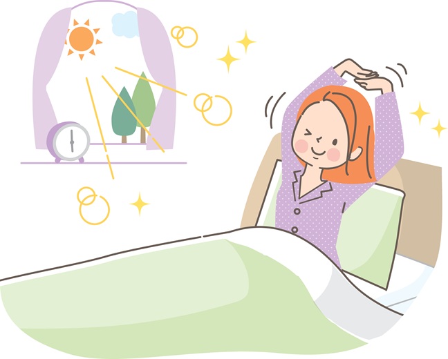 さわやかに目覚めた女性のイメージイラスト